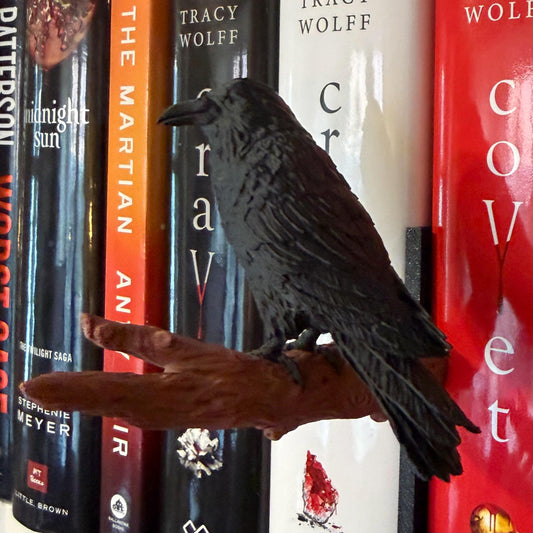 Raven on a Branch Bookshelf Decoration Spine Hugger