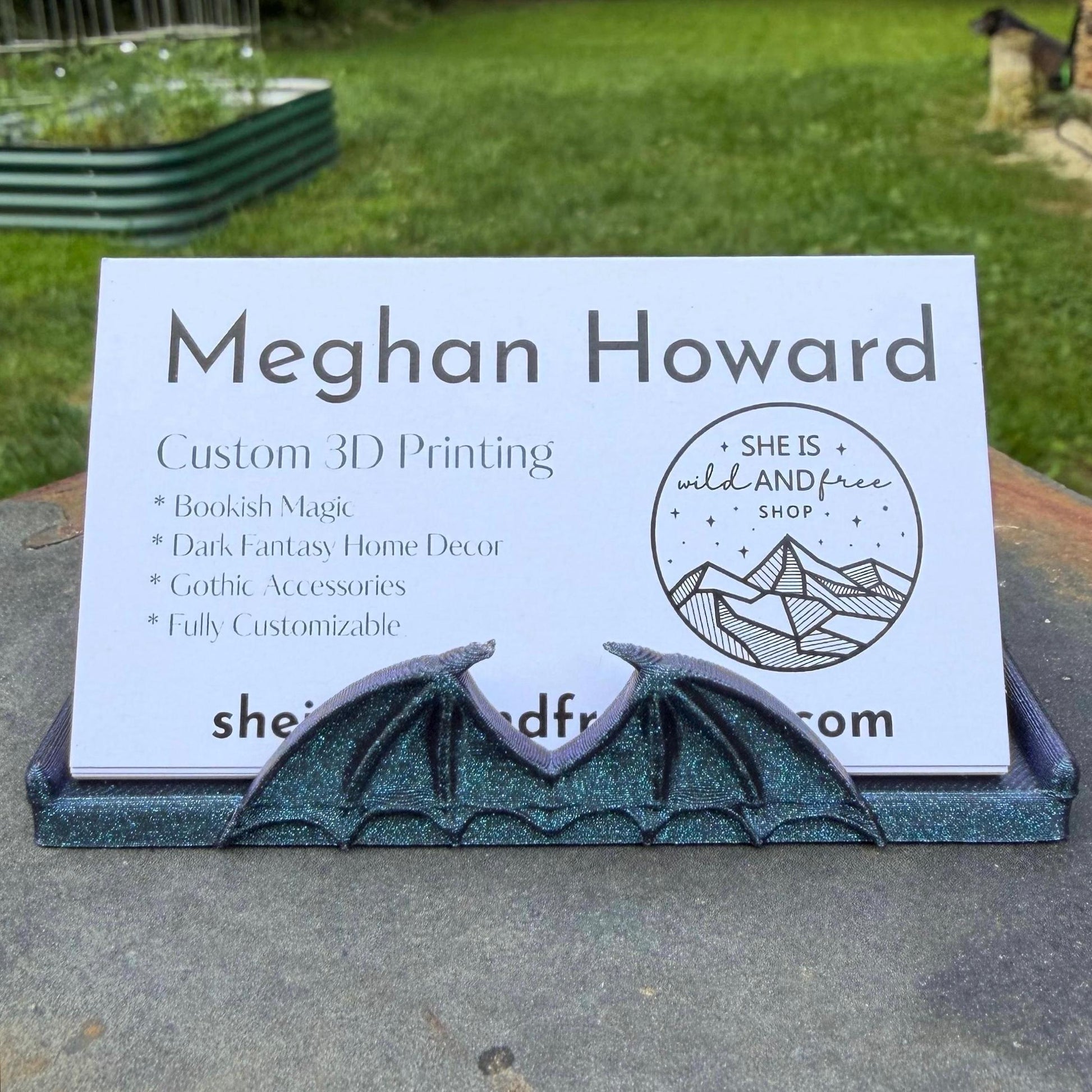 Dragon Wing Business Card Holder | Bat Wing Desk Decor | Vendor Market | Custom Card Stand