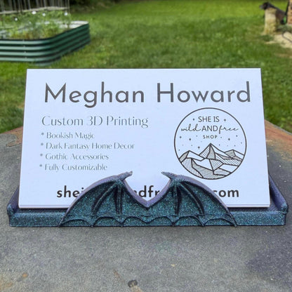 Dragon Wing Business Card Holder | Bat Wing Desk Decor | Vendor Market | Custom Card Stand